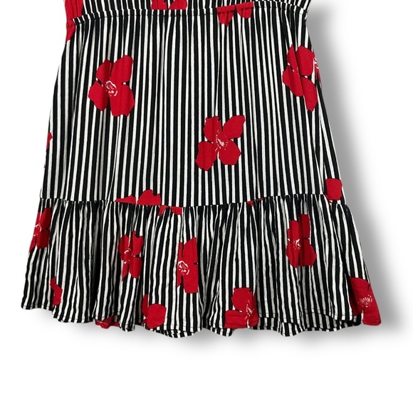 Madewell Candied Orchids Dress Sz 8 Floral Ruffle Whimsy Flowy Black Red - Picture 9 of 11